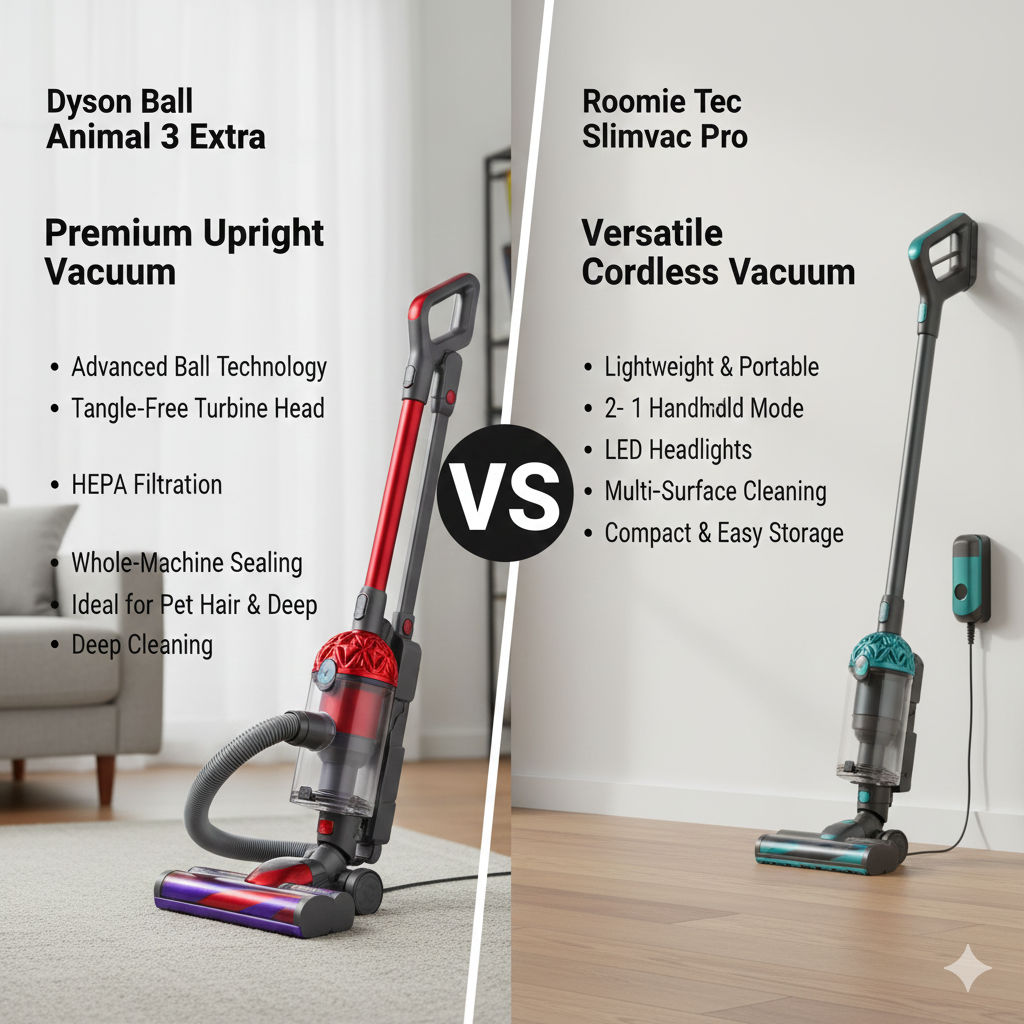 Dyson Ball Animal 3 vs Roomie Tec Slimvac Pro
